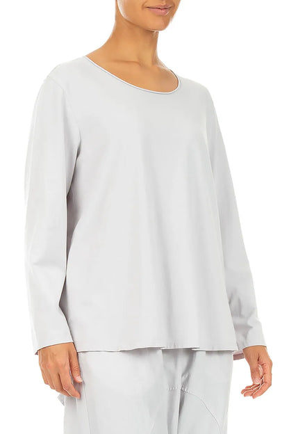 Relaxed Pearl Grey Cotton Blouse