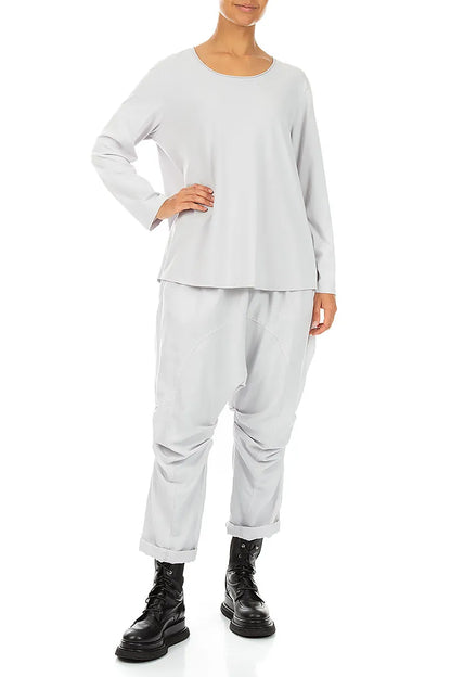 Relaxed Pearl Grey Cotton Blouse