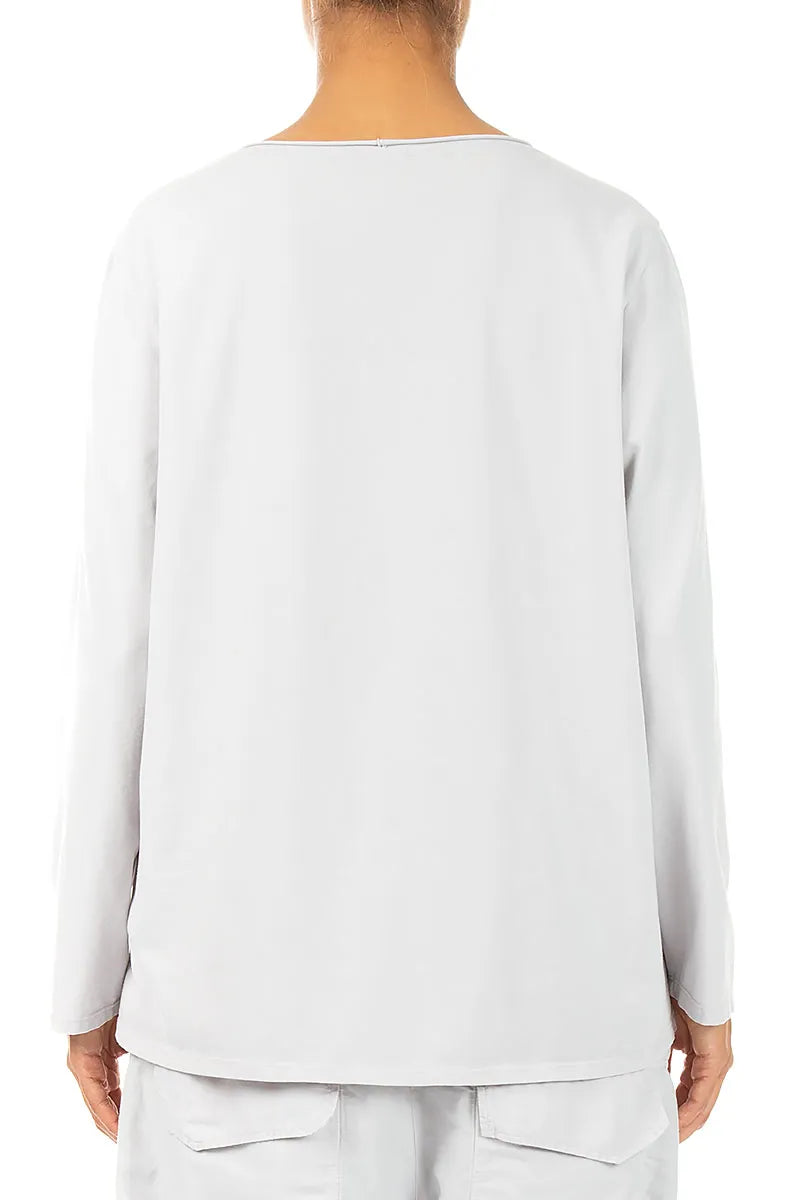 Relaxed Pearl Grey Cotton Blouse