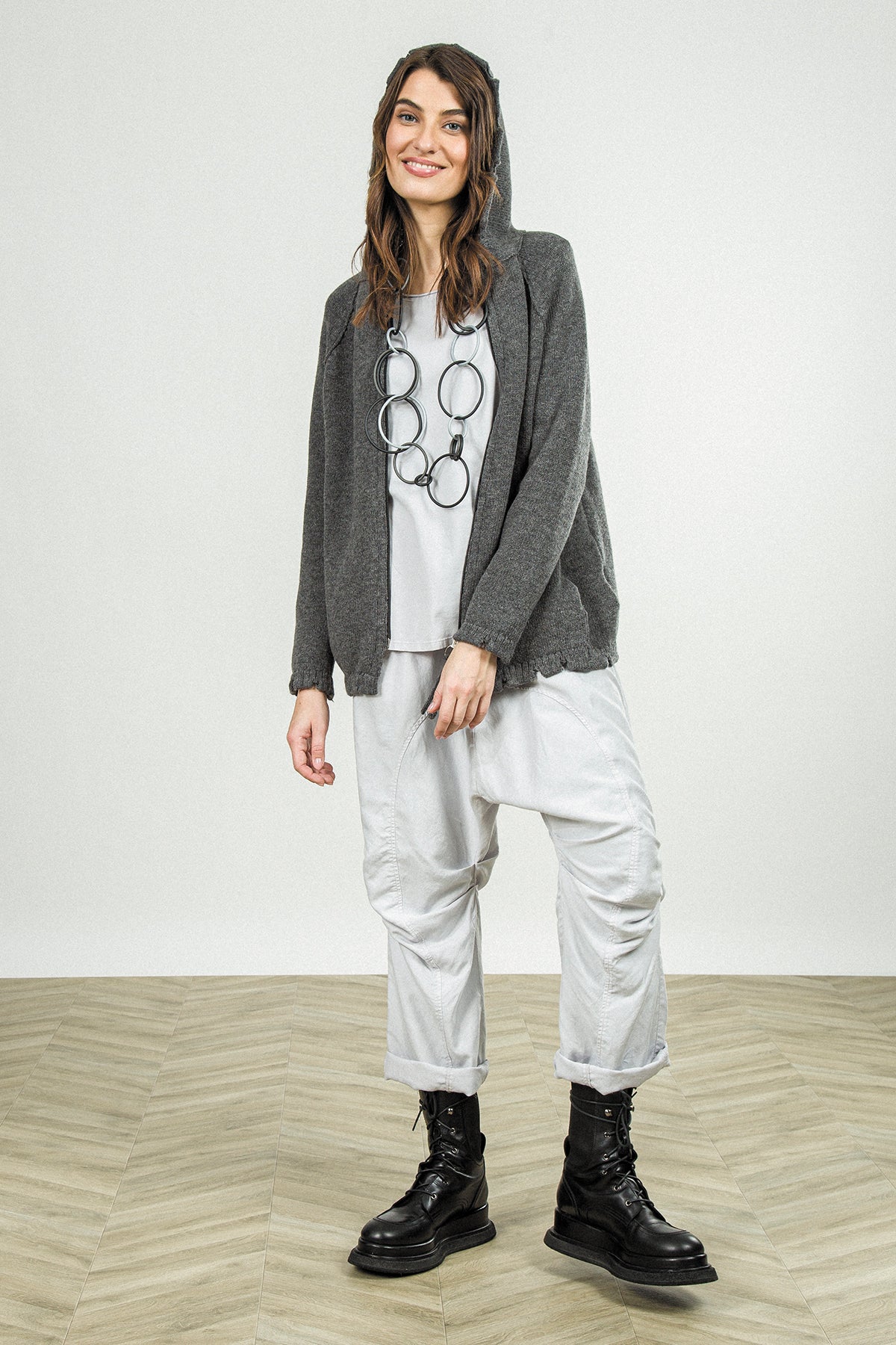 Relaxed Pearl Grey Cotton Blouse