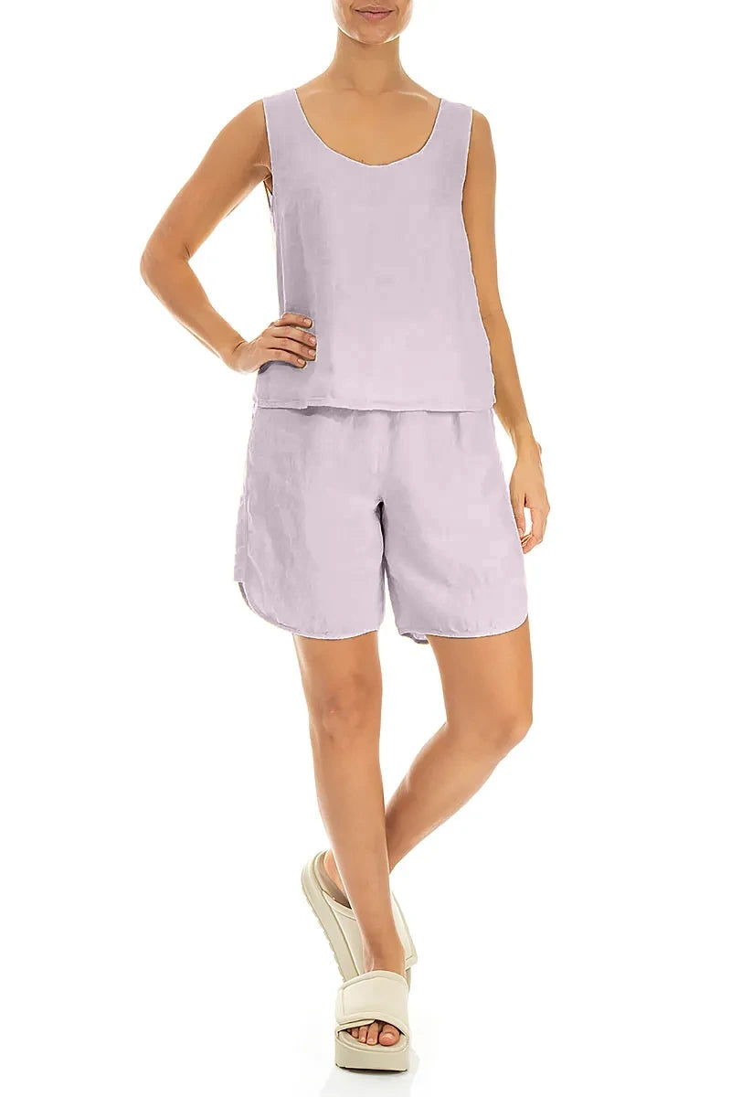 Shorts en lin lilas fendus décontractés
