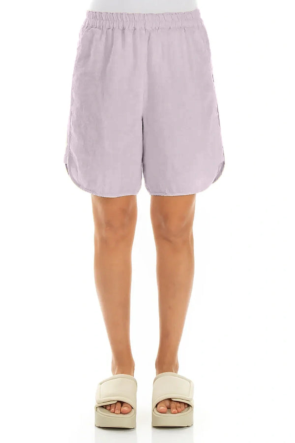 Entspannte Fliederfarbene Leinen-Shorts mit Seitenschlitz