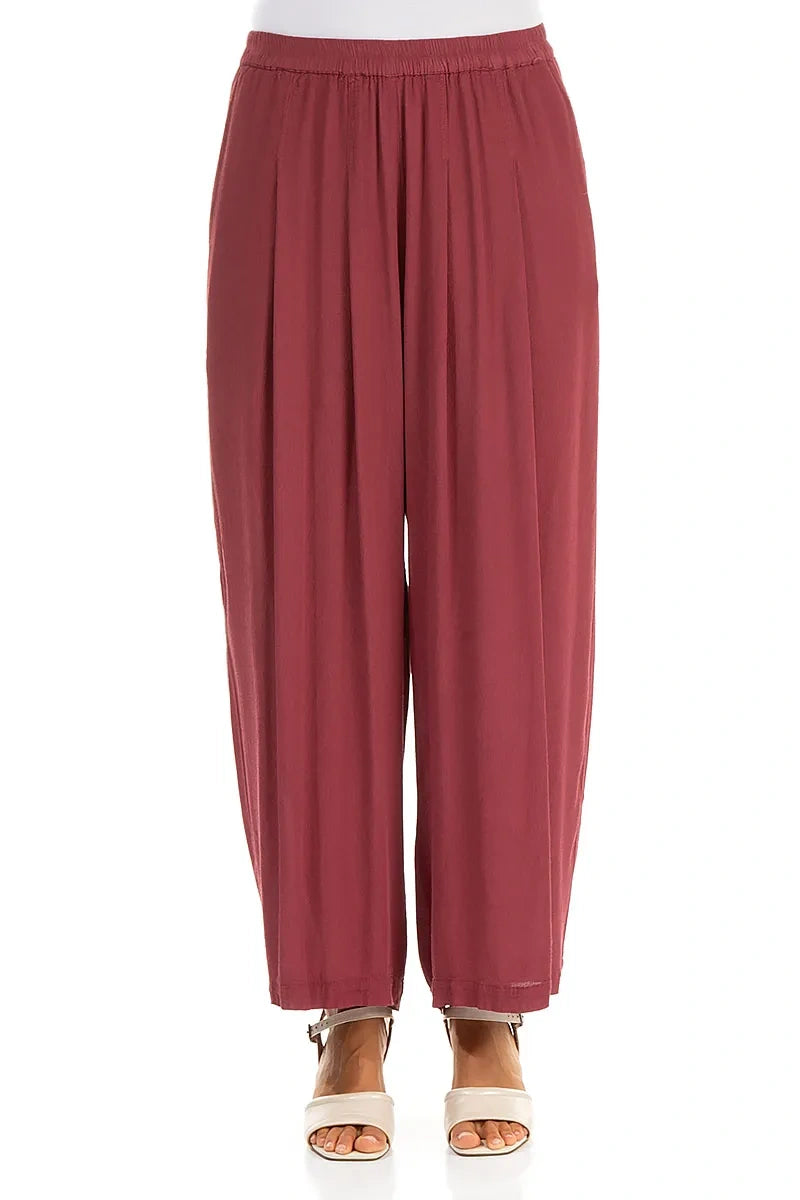 Relaxed Straight Antique Ruby Viscose Trousers 1