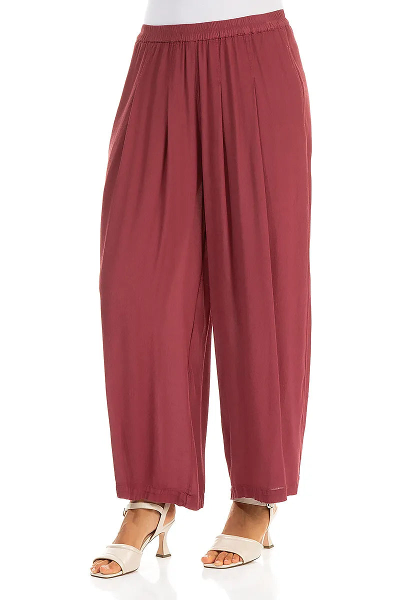 Relaxed Straight Antique Ruby Viscose Trousers 3
