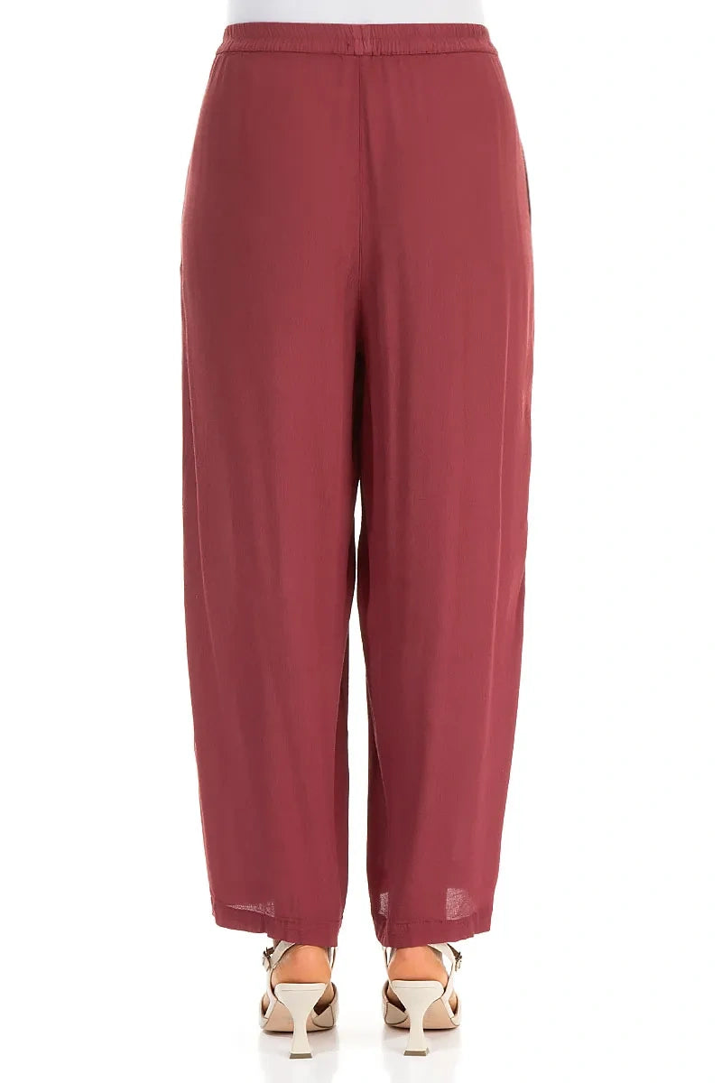 Relaxed Straight Antique Ruby Viscose Trousers 2