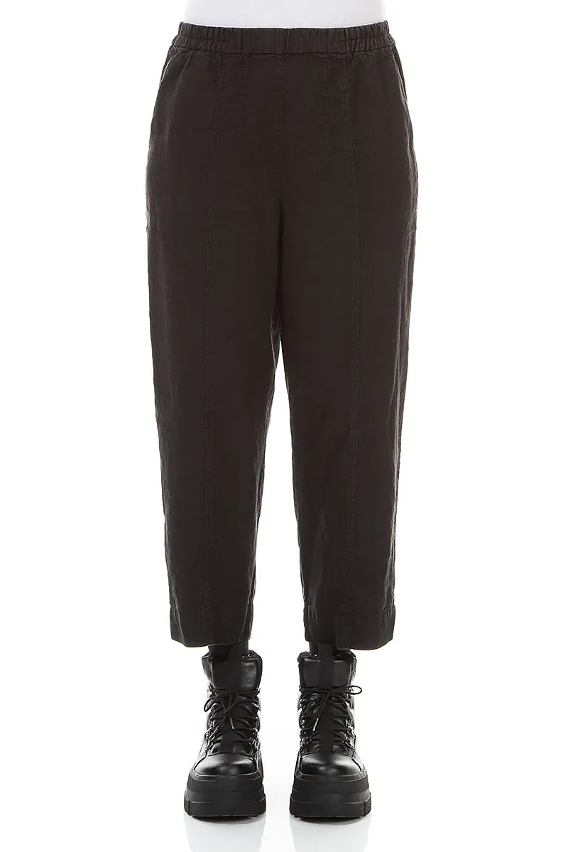 Relaxed Taper Black Linen Trousers 1