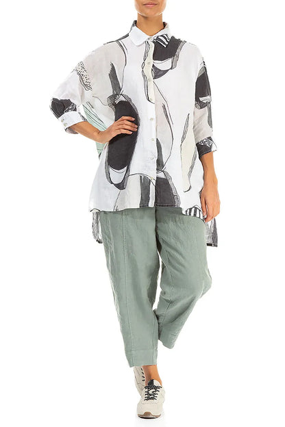 Relaxed Taper Sage Linen Trousers 5