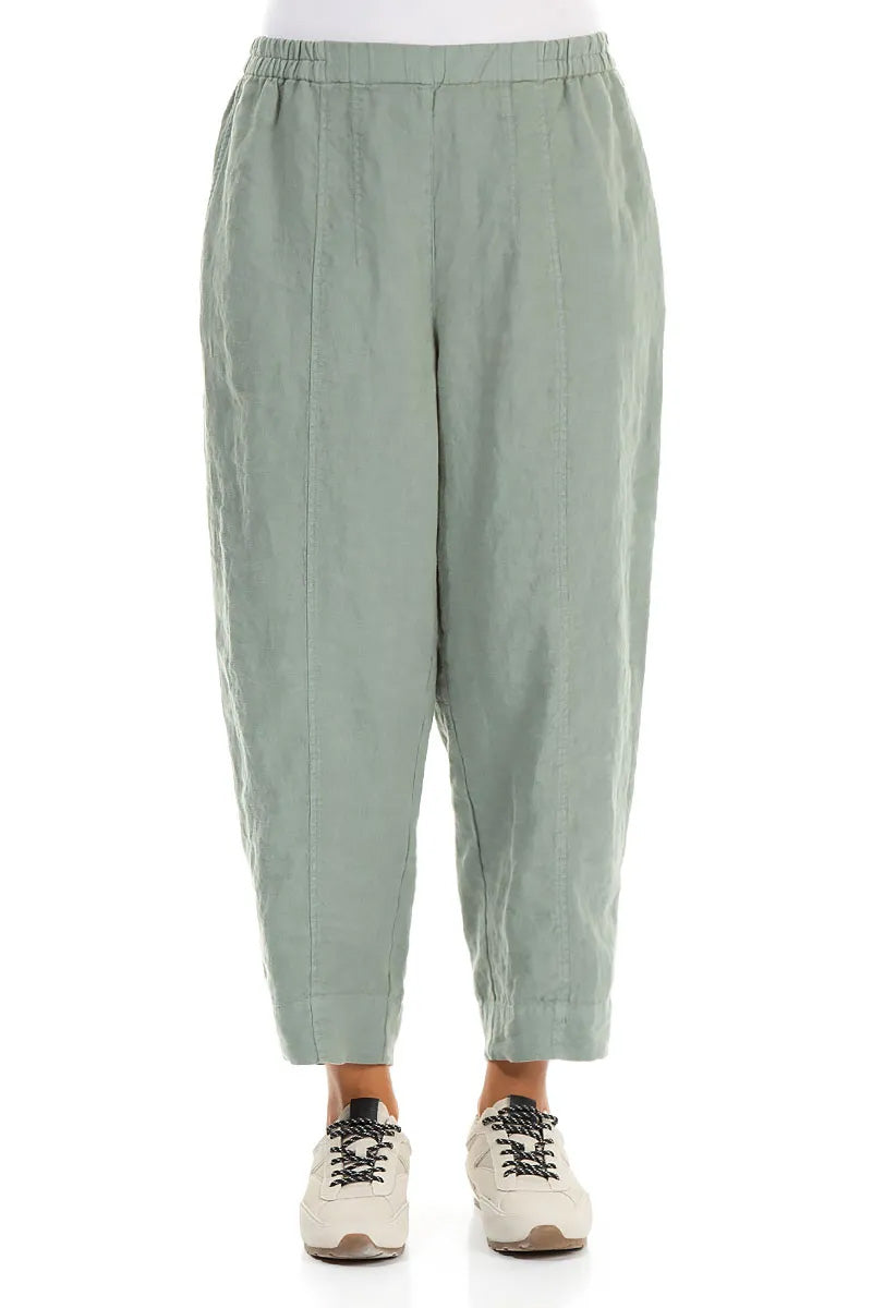 Relaxed Taper Sage Linen Trousers 1