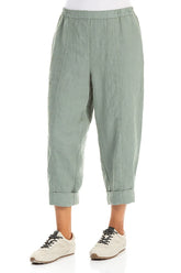 Relaxed Taper Sage Linen Trousers 4