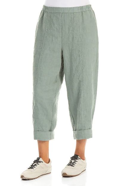 Relaxed Taper Sage Linen Trousers 4