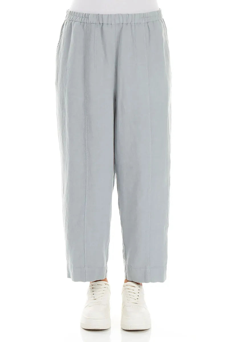Relaxte Tapered Leinenhose in Silbergrau
