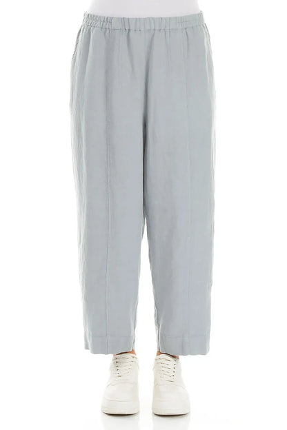 Relaxte Tapered Leinenhose in Silbergrau