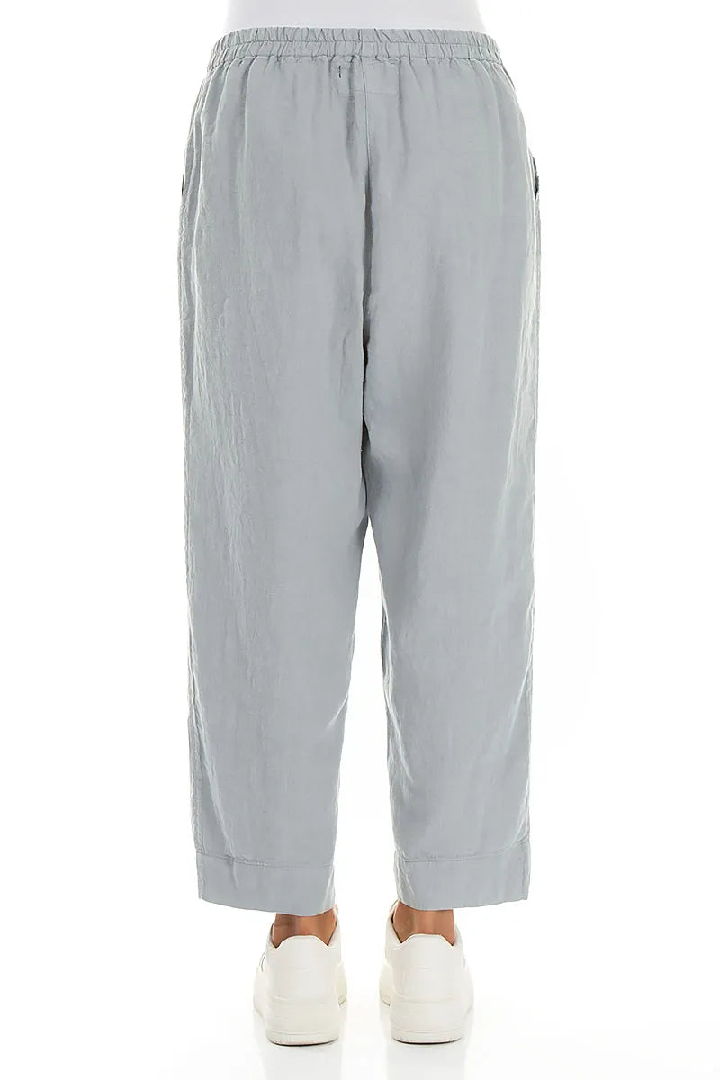 Relaxte Tapered Leinenhose in Silbergrau
