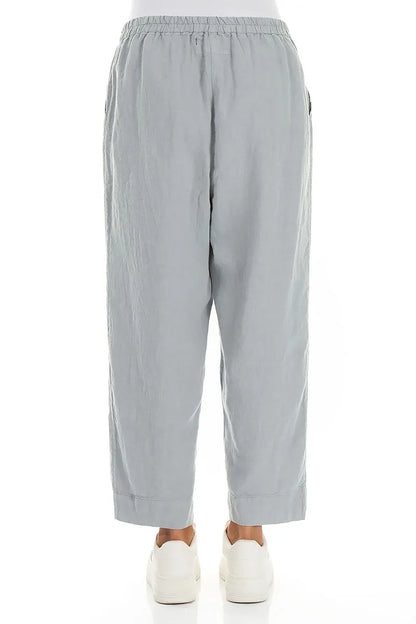 Relaxte Tapered Leinenhose in Silbergrau