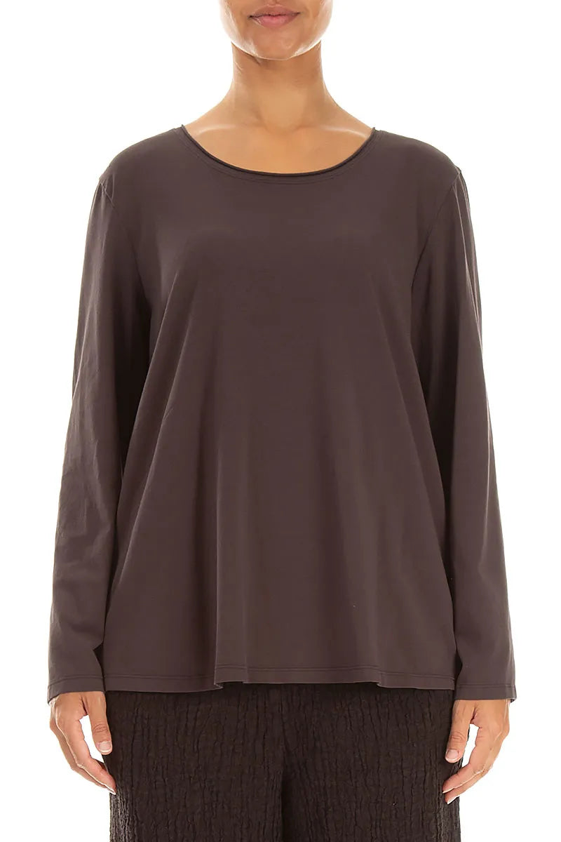 Relaxed Truffle Brown Cotton Blouse