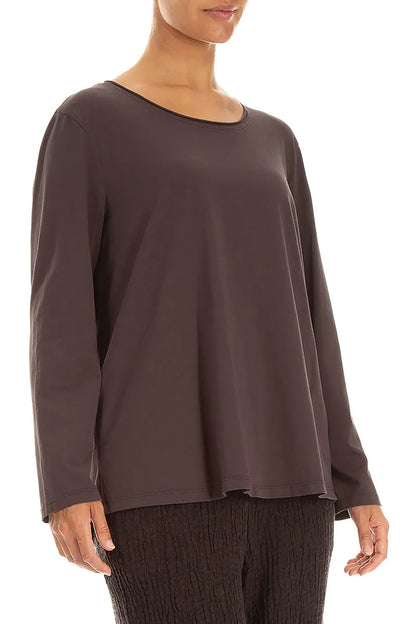 Relaxed Truffle Brown Cotton Blouse