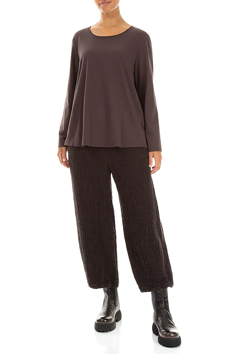 Relaxed Truffle Brown Cotton Blouse