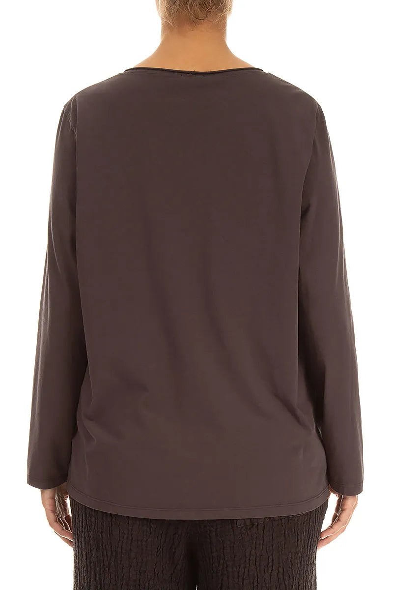 Relaxed Truffle Brown Cotton Blouse