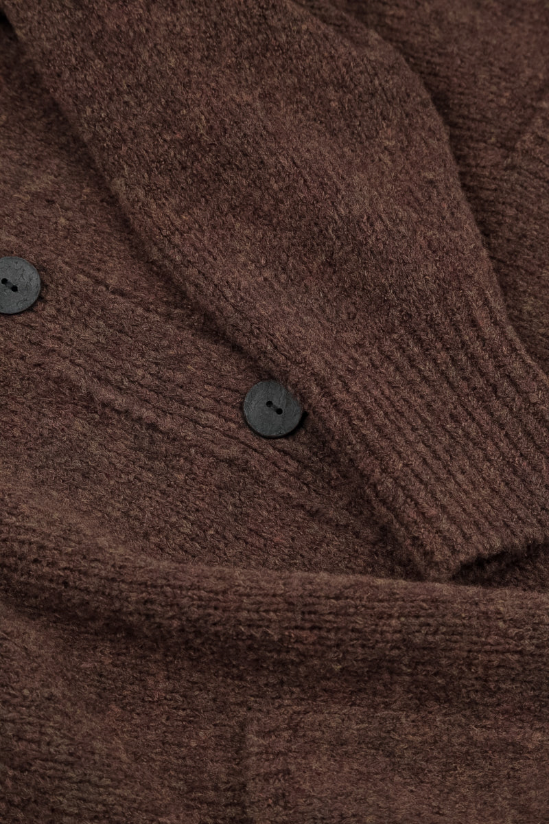 Relaxed V-Neck Brown Wool Cardigan 6