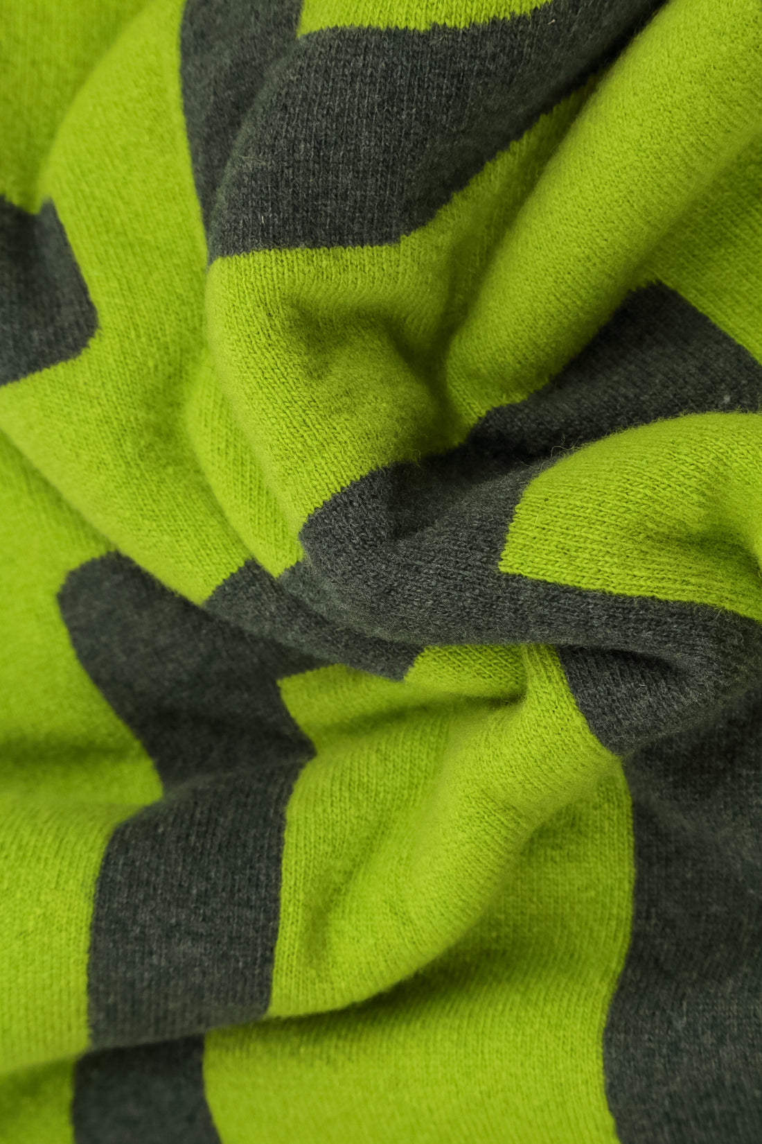 Reversible Lime Green &amp; Charcoal Soft Wool Scarf 5