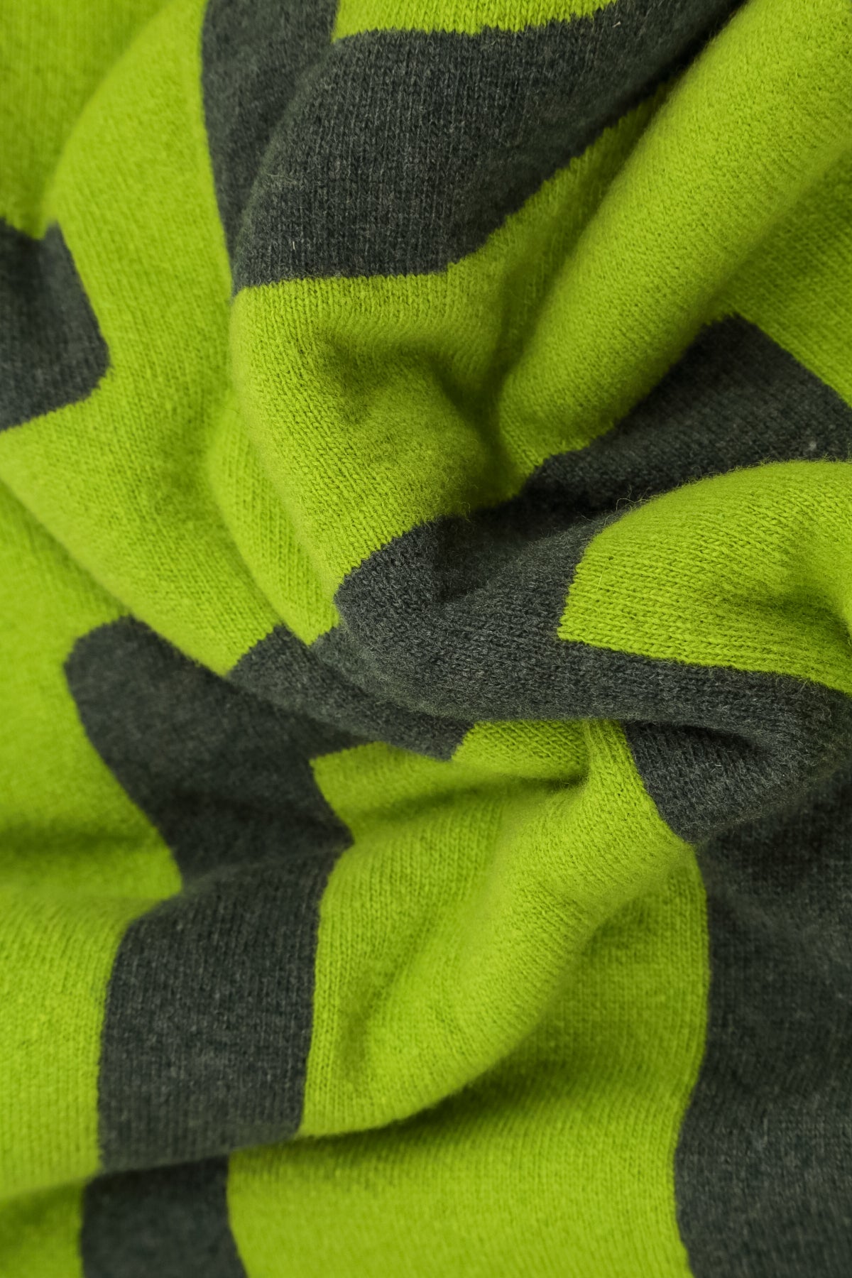 Reversible Lime Green &amp; Charcoal Soft Wool Scarf