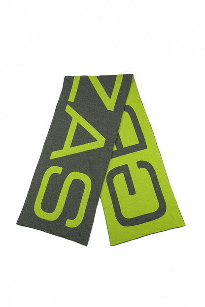 Reversible Lime Green &amp; Charcoal Soft Wool Scarf
