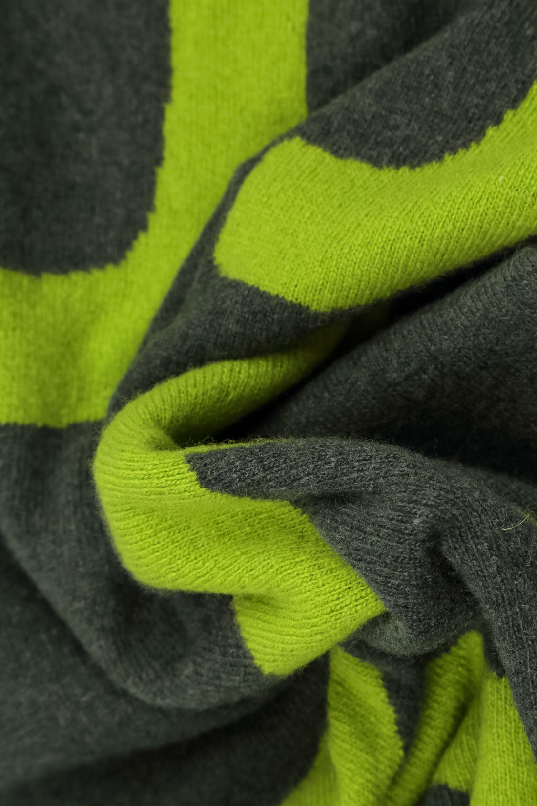 Reversible Lime Green &amp; Charcoal Soft Wool Scarf 6