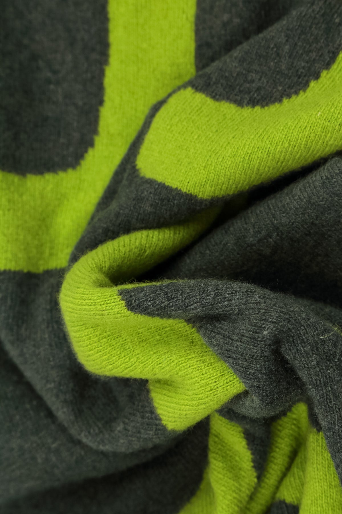 Reversible Lime Green &amp; Charcoal Soft Wool Scarf