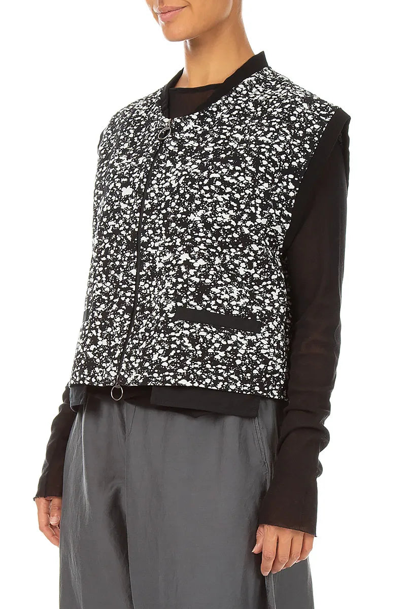 Reversible Speckled Black White Cotton Gilet 3