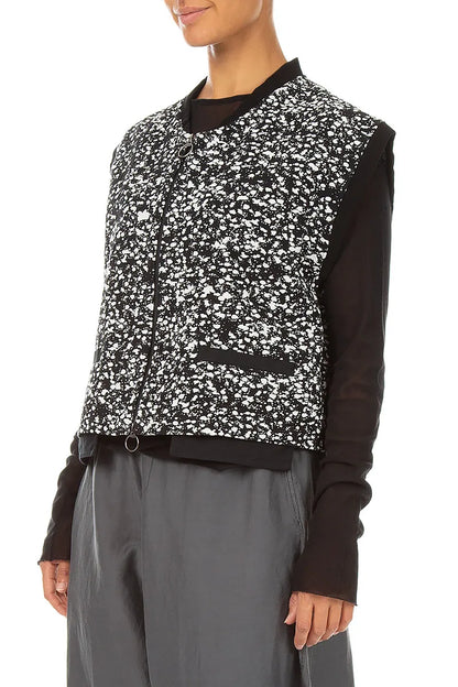 Reversible Speckled Black White Cotton Gilet 3