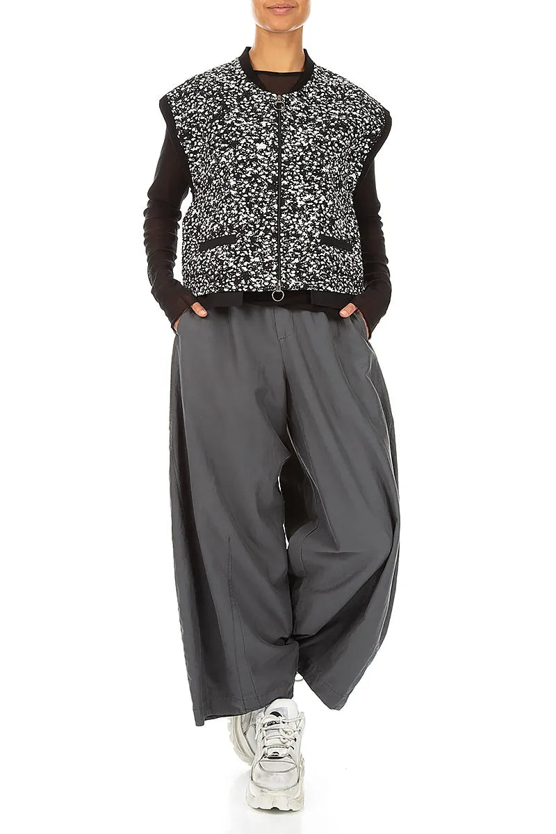 Reversible Speckled Black White Cotton Gilet 4