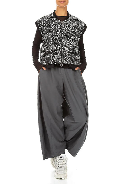 Reversible Speckled Black White Cotton Gilet 4