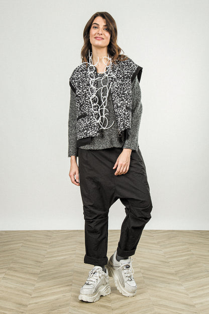 Reversible Speckled Black White Cotton Gilet 7