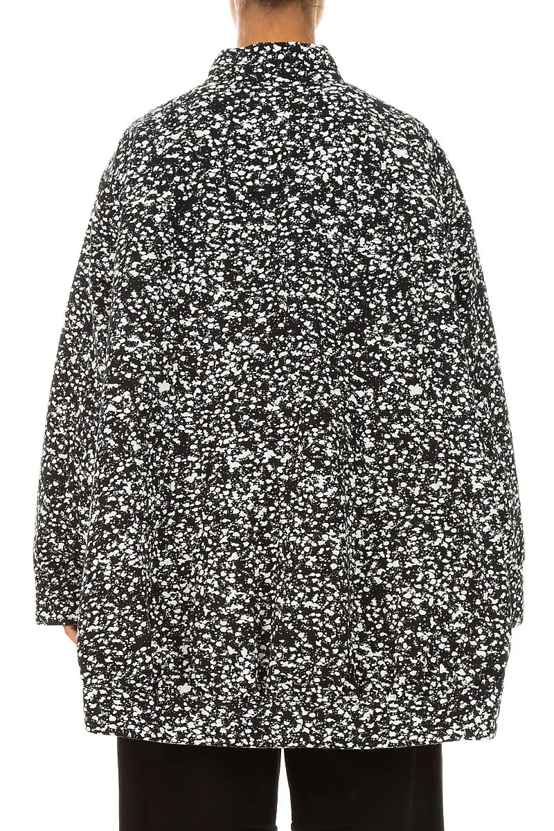Reversible Speckled Black White Cotton Jacket Coat 3