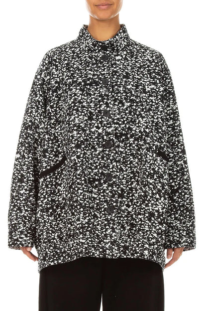 Wendbare Jacke aus gesprenkelter schwarz-weißer Baumwolle