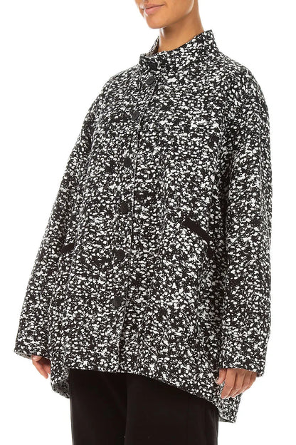 Wendbare Jacke aus gesprenkelter schwarz-weißer Baumwolle