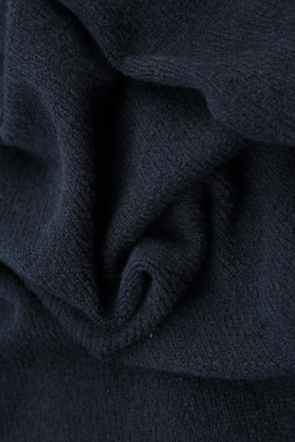 Ribbed Dual Midnight Blue Wool Beanie Hat 4