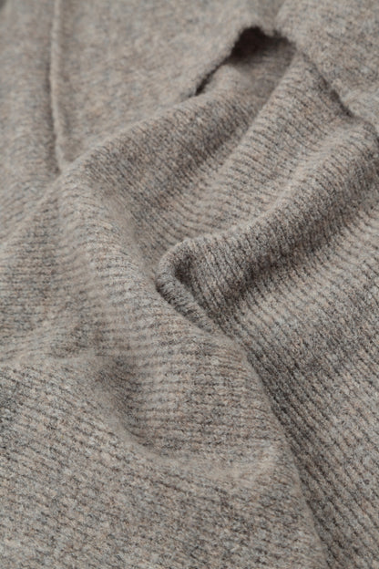Ribbed Hem Light Brown Wool Cardigan 6
