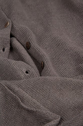 Ribbed Hem Brown Linen Cardigan 5