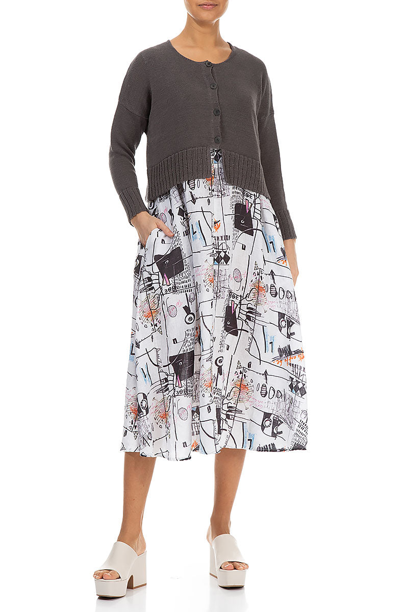 Ribbed Hem Brown Linen Cardigan 4