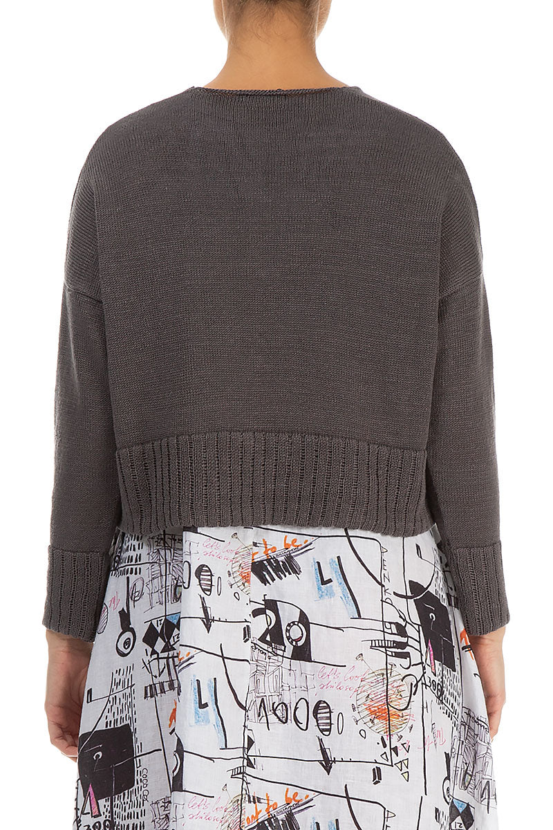 Ribbed Hem Brown Linen Cardigan 2