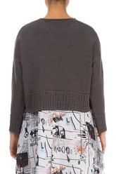 Ribbed Hem Brown Linen Cardigan 2