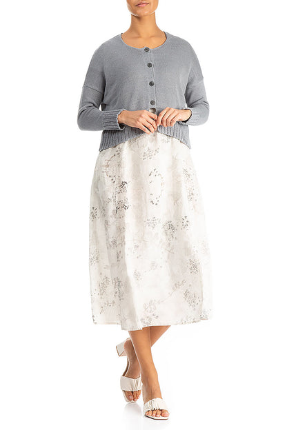 Ribbed Hem Grey Linen Cardigan 4