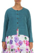 Ribbed Hem Teal Linen Cardigan 1