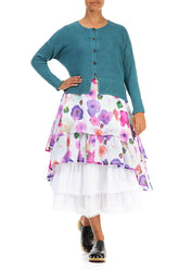 Ribbed Hem Teal Linen Cardigan 4