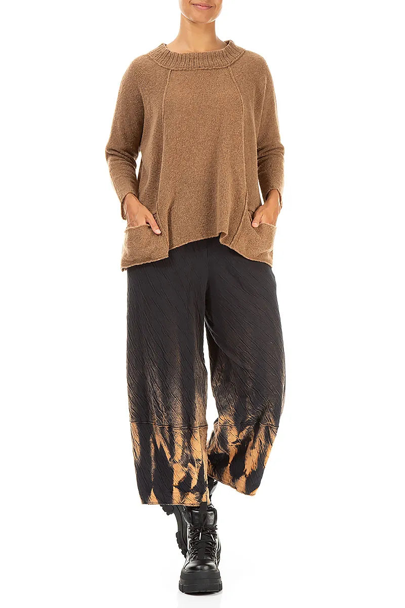 Ribbed Neck Caramel Wool Sweater 4