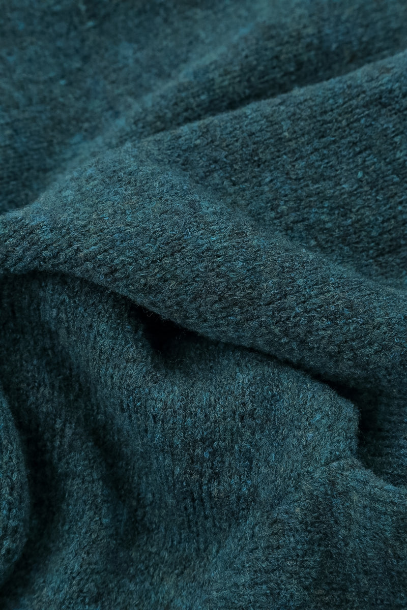 Ribbed Neck Teal Wool Sweater 5