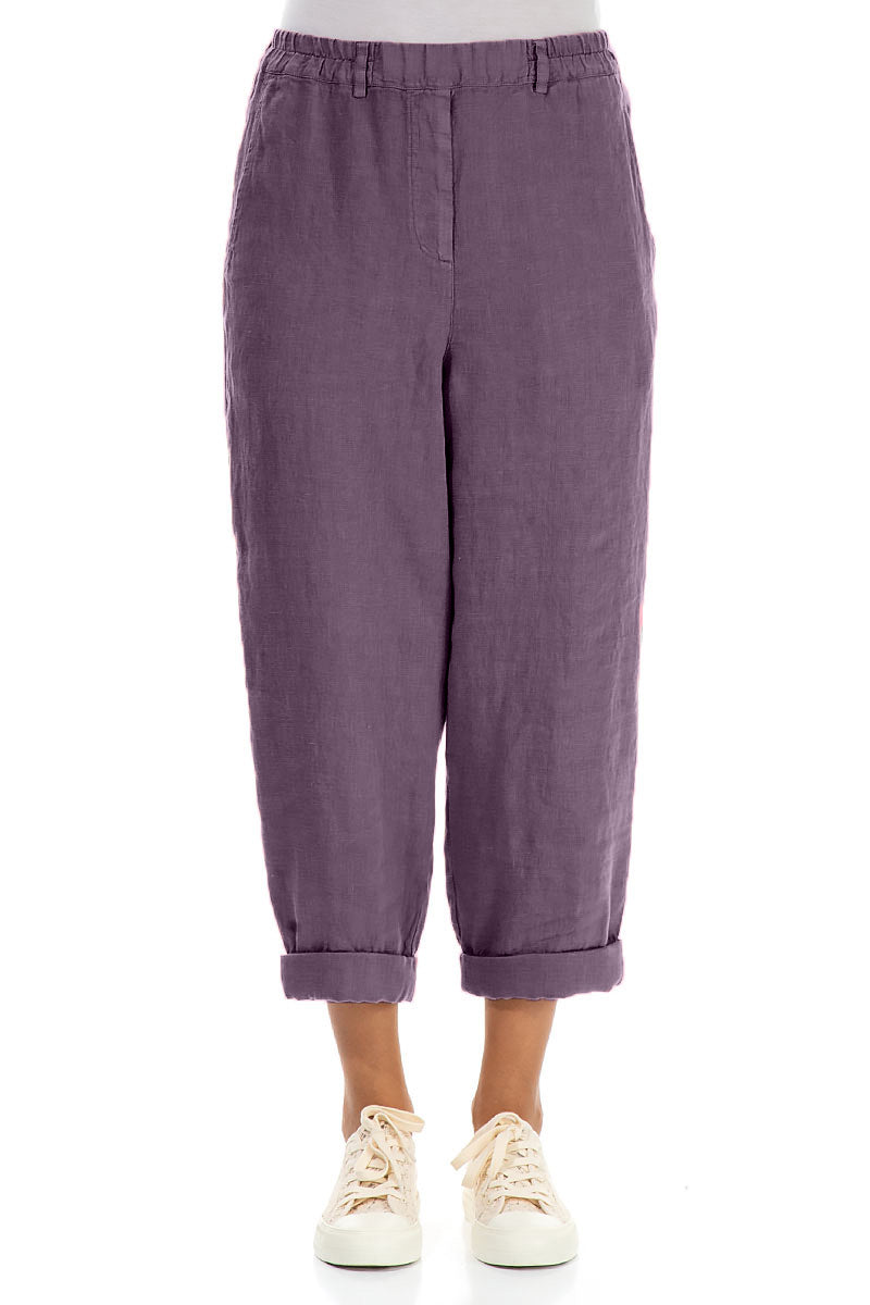 Hochgekrempelte Leinenhose Amethyst