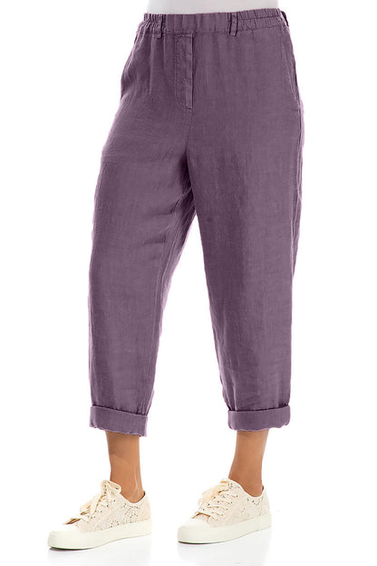 Hochgekrempelte Leinenhose Amethyst