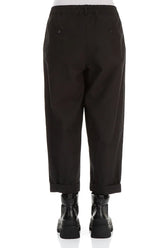 Roll Up Black Cotton Trousers 2